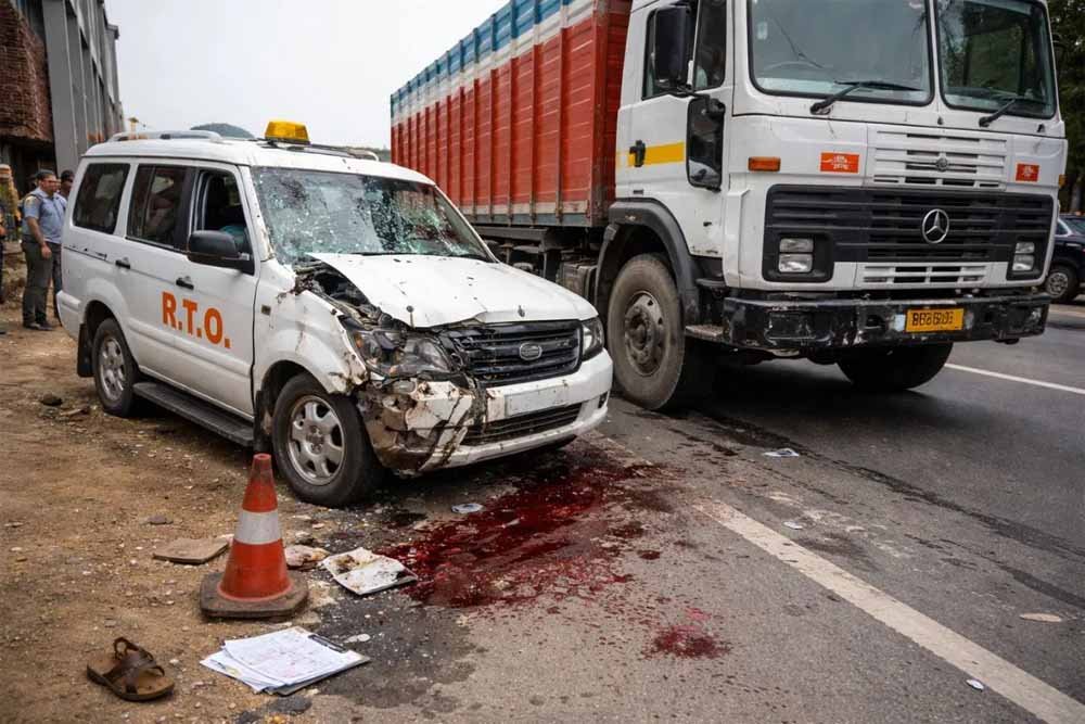 चैकिंग के दौरान हादसे में दर्दनाक मौत, ट्रक ने ऑनड्यूटी RTO इंस्पेक्टर के ड्राइवर को कुचला