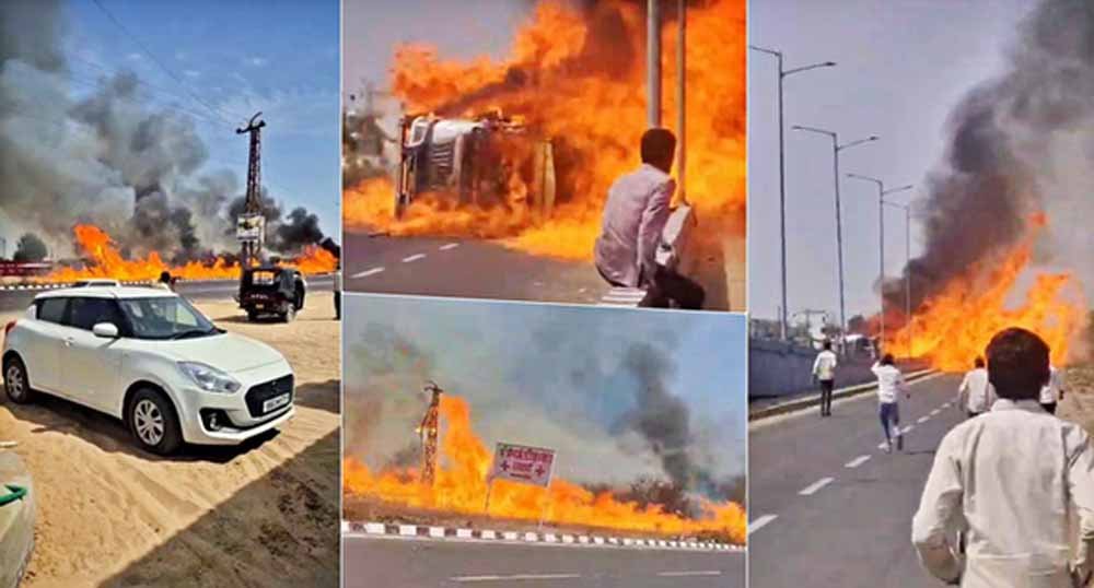 तेल टैंकर हादसा बना आग का तांडव, 200 मीटर तक फैल गई आग; एक शख्स जिंदा जला