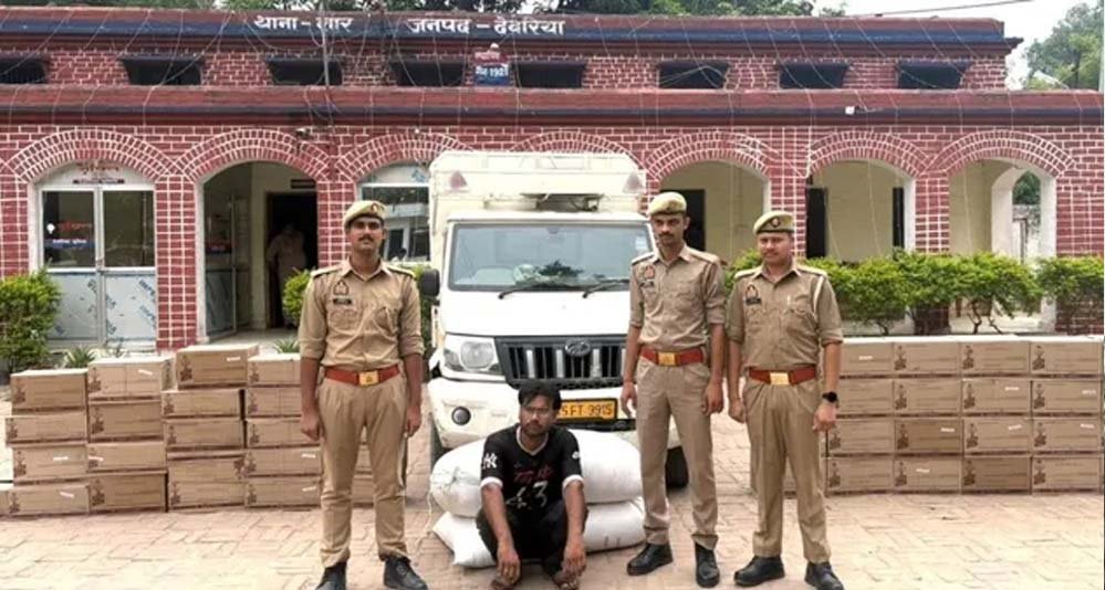 अवैध शराब कारोबार पर बड़ा वार, बिहार सीमा से 5.14 लाख की अंग्रेजी शराब के साथ तस्कर दबोचा