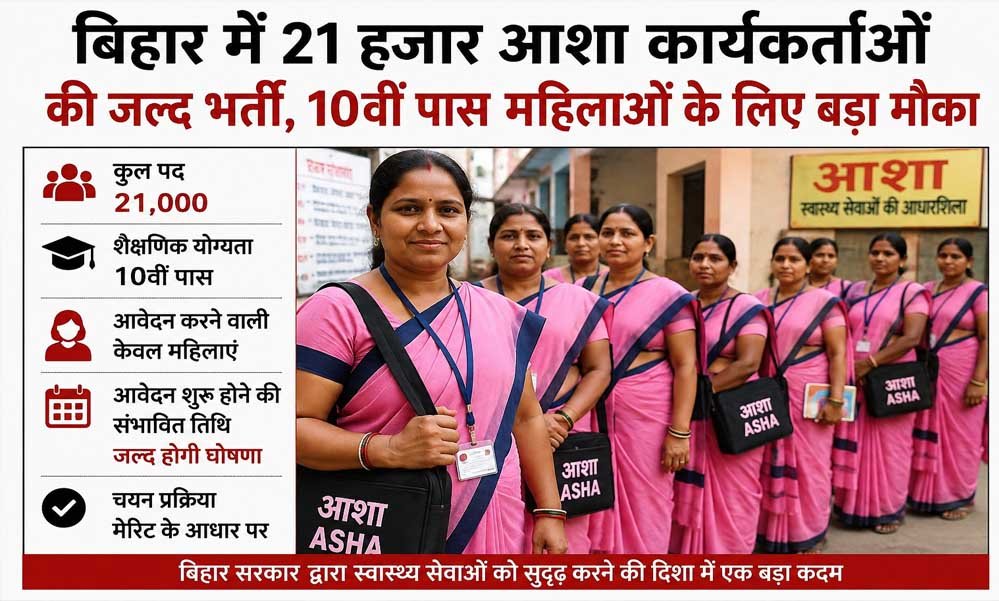 बिहार में रोजगार का बड़ा अवसर, 21 हजार आशा कार्यकर्ताओं की होगी भर्ती; जानें योग्यता