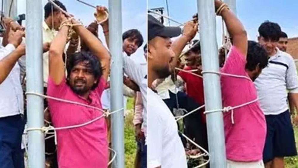 दो साल पहले लगा टावर, फिर भी नेटवर्क का संकट; गुस्साए ग्रामीणों ने कर्मी को बांधा, वीडियो वायरल