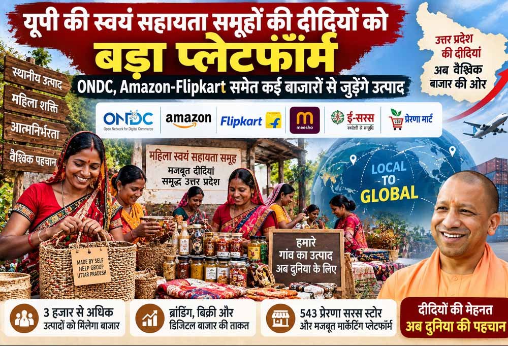 यूपी की स्वयं सहायता समूहों की दीदियों को बड़ा प्लेटफॉर्म, ONDC, Amazon-Flipkart समेत कई बाजारों से जुड़ेंगे उत्पाद