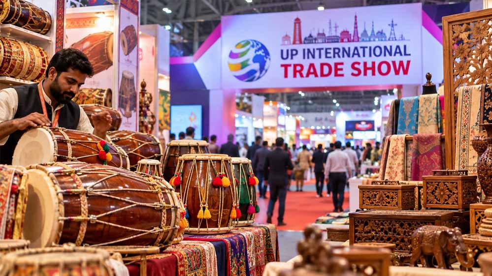 UP Trade Show में अमरोहा की खास पहचान, GI टैग ढोलक समेत टेक्सटाइल-वुडन क्राफ्ट की धूम