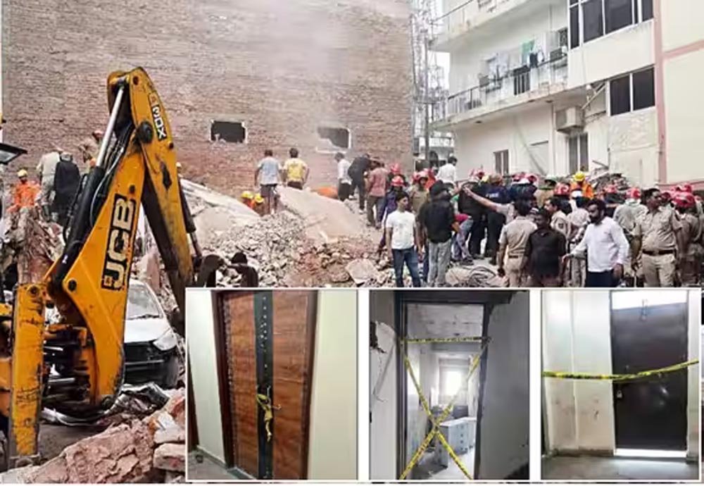 भरभराकर गिरने का था खतरा, MCD ने पड़ोसी बिल्डिंग को भी गर्डर से सपोर्ट देकर शुरू किया ध्वस्तीकरण