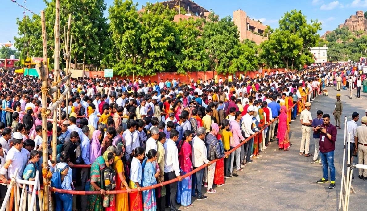 मोतीडूंगरी गणेश मंदिर में मेहंदी के लिए उमड़ा लाखों का सैलाब