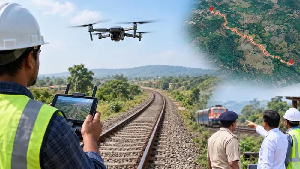 चतरा में नई ब्राडगेज रेललाइन परियोजना ने पकड़ी रफ्तार, ड्रोन से होगा सर्वे