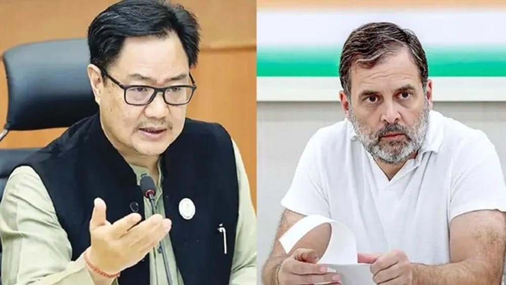 राहुल गांधी के नॉन-वेज बयान पर रिजिजू का जवाब, बोले- खाने पर भी राजनीति