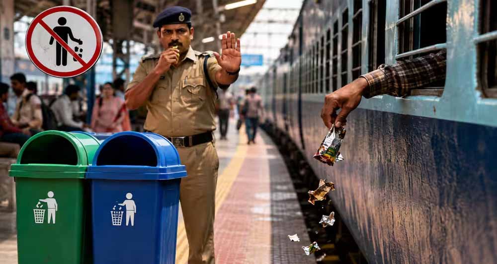 रेलवे स्टेशन पर थूकने-कचरा फैलाने पर कार्रवाई, अब भरना होगा 1000 रुपये जुर्माना