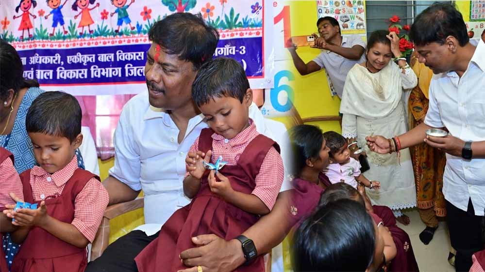 आंगन मिलन सेवा कार्यक्रम में केदार कश्यप ने बच्चों-महिलाओं से किया संवाद, कुपोषण पर जागरूकता का जोर